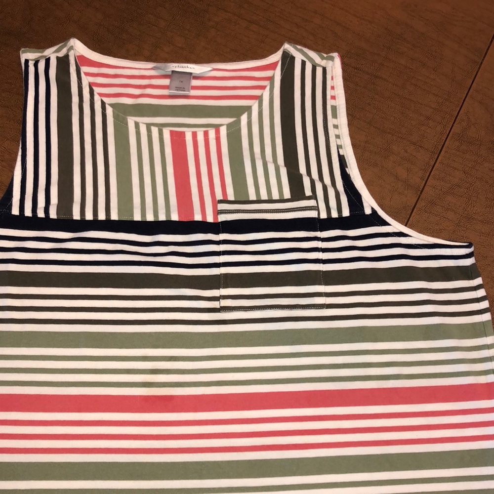 CJ BANKS Striped Sleeveless Cotton Top Shirt 1X